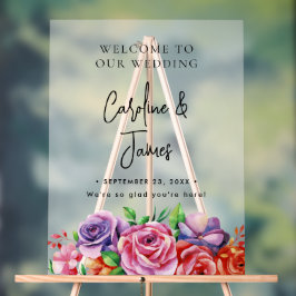Señal Acrílica Modern Elegant Script Wedding Welcome 