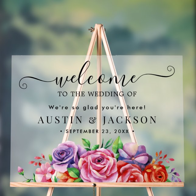 Señal Acrílica Modern Elegant Script Wedding Welcome  (Neutral )