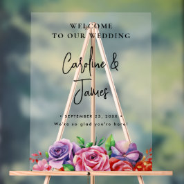 Señal Acrílica Modern Elegant Script Wedding Welcome  Acrylic Sig
