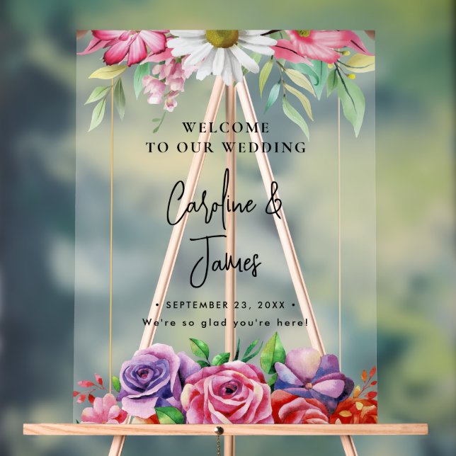 Señal Acrílica Modern Elegant Script Wedding Welcome  Acrylic Sig (Neutral )