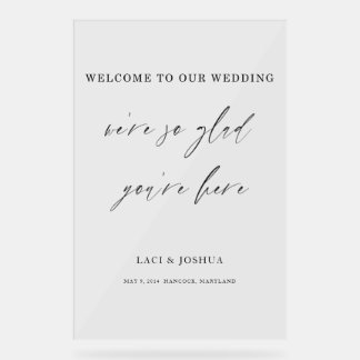 Señal Acrílica Modern Elegant Script Wedding Welcome Sign