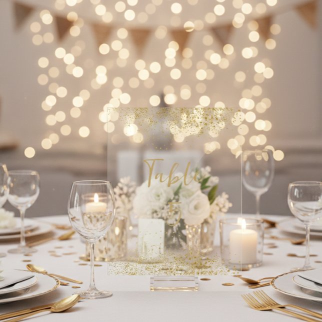 Señal Acrílica Modern Gold Glitter Acrylic Wedding Table Number (Subido por el creador)