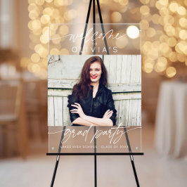 Señal Acrílica Modern Graduation Party Script Photo Welcome 
