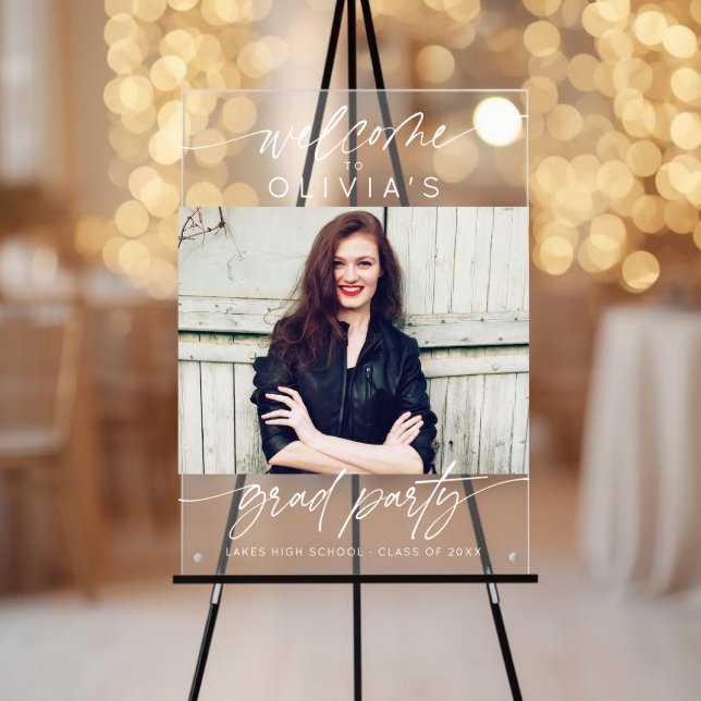 Señal Acrílica Modern Graduation Party Script Photo Welcome  (Subido por el creador)