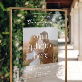 Señal Acrílica Modern Minimalist Acrylic Photo Wedding Sign