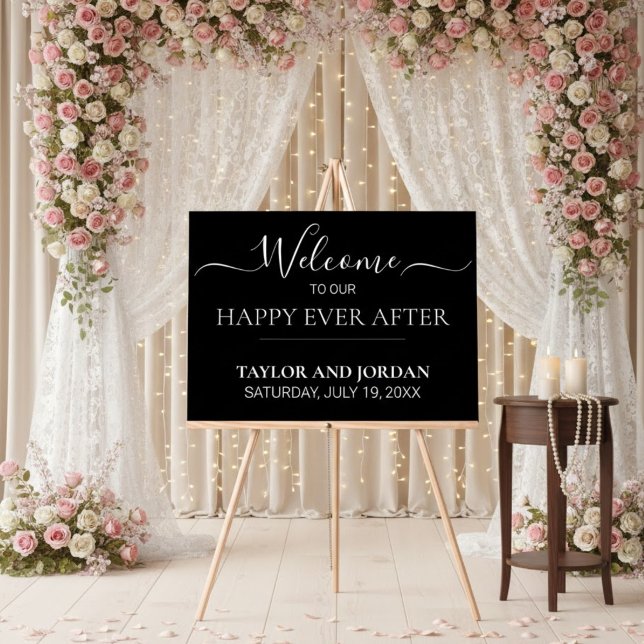 Señal Acrílica Modern Minimalist Black Wedding Welcome Sign (Subido por el creador)