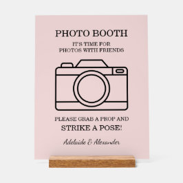 Señal Acrílica Modern Pink Blush Camera Wedding Photo Booth 