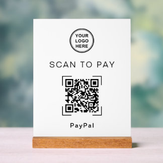 Señal Acrílica Modern QR Code Payment Sign For Countertop
