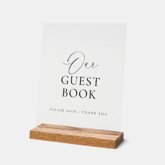 Señal Acrílica Modern Script Acrylic Wedding Guest Book Sign