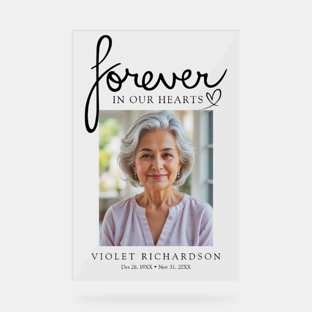 Señal Acrílica Modern Script Sympathy Photo Memorial (Anverso)