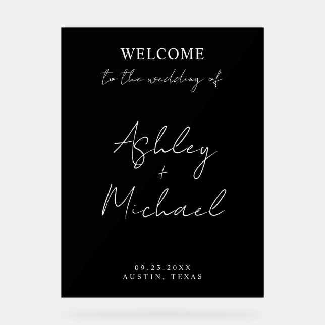 Señal Acrílica Modern Simple Acrylic Wedding Welcome Sign (Anverso)