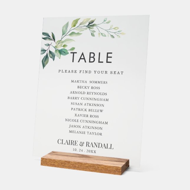 Señal Acrílica Modern Watercolor Eucalyptus Leaves Greenery (Ángulo)