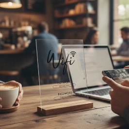 Señal Acrílica Modern Wifi Password Network 