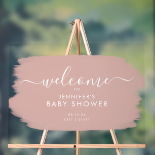 Señal Acrílica Moderna Baby Shower Welcome Paint White Rubor