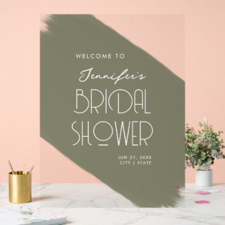 Señal Acrílica Moderna Ducha De Novias Bienvenida Paint Sage
