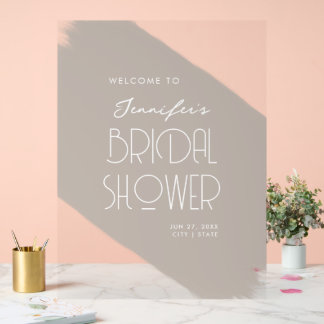 Señal Acrílica Moderna Ducha De Novias Bienvenidos Paint Beige