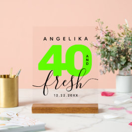 Señal Acrílica Moderna Girly verde brillante 40 y fresco