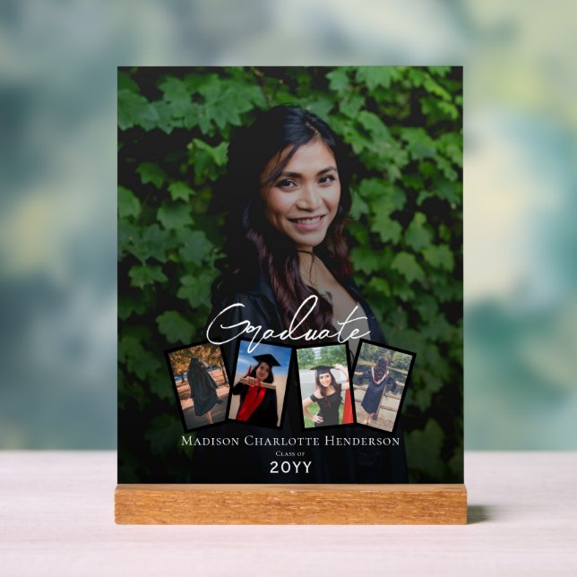 Señal Acrílica Moderna graduación de Collage de fotos Keepsake (Neutral )