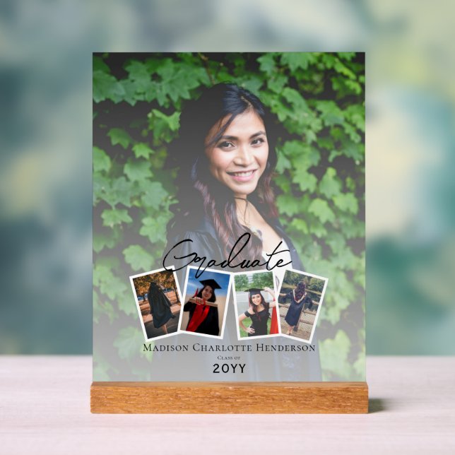 Señal Acrílica Moderna graduación de Collage de fotos Keepsake |  (Neutral )