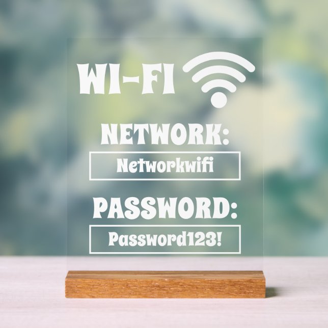 Señal Acrílica Moderna red y contraseña de wifi blanca (Neutral )