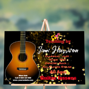 Señal Acrílica Modernas clases de guitarra de Black Horz Rótulo a