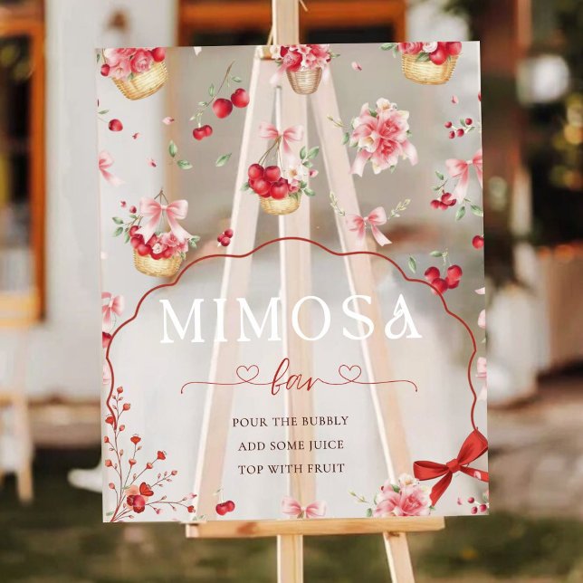 Señal Acrílica Moderno bar floral rosa Cherry Mimosa Baby Shower (Subido por el creador)
