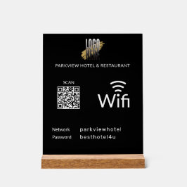 Señal Acrílica Moderno Black Business QR Code Wifi Password