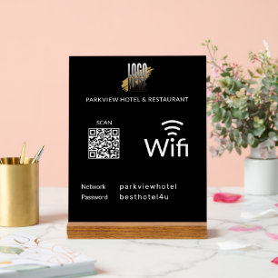 Señal Acrílica Moderno Black Business QR Code Wifi Password