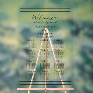 Señal Acrílica Moderno gráfico de asientos Minimalistas de Boda n