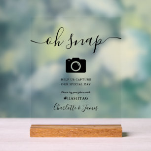 Señal Acrílica Moderno guión de firma elegante Oh Snap