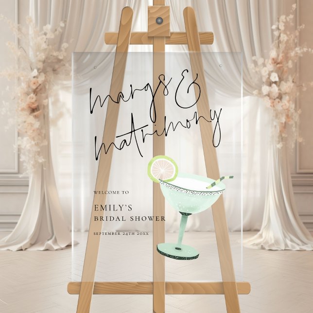 Señal Acrílica Moderno Margs Matrimony Cocktail Bridal Shower (Subido por el creador)