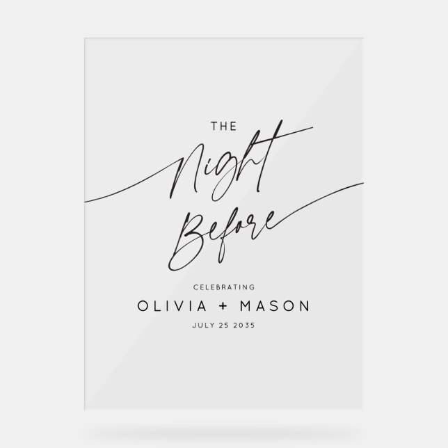 Señal Acrílica Moderno Mínimo La Noche Antes De La Bienvenida Bod (Anverso)