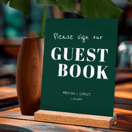 Señal Acrílica Moderno Rótulo de Boda verde esmeralda nuestro lib