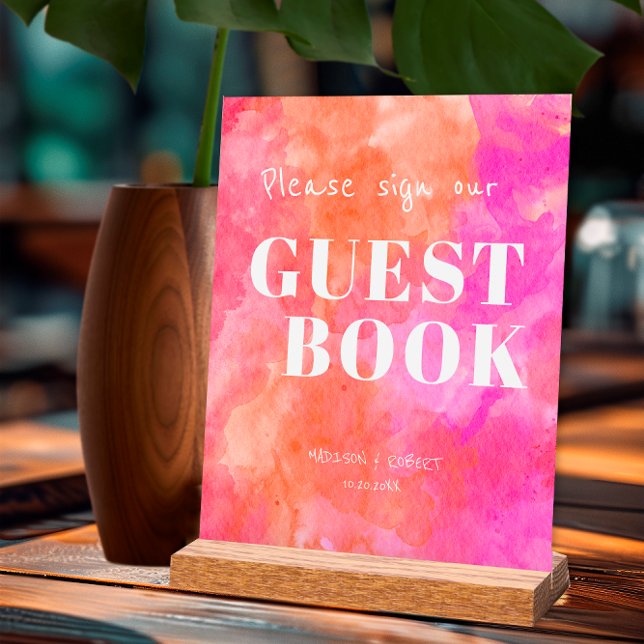 Señal Acrílica Moderno Rótulo rosa y Naranja Boda Nuestro libro d (Subido por el creador)