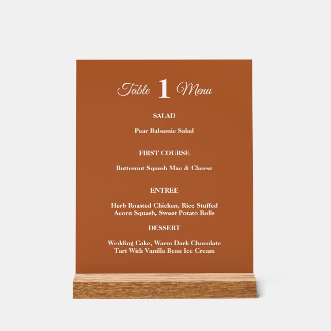 Señal Acrílica Moderno Terracota Brunt Naranja Boda Caída (Anverso)