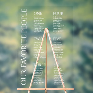 Señal Acrílica Moderno y elegante gráfico de asientos Boda de fue