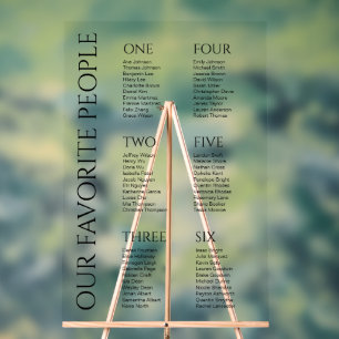 Señal Acrílica Moderno y elegante gráfico de asientos de Boda de 