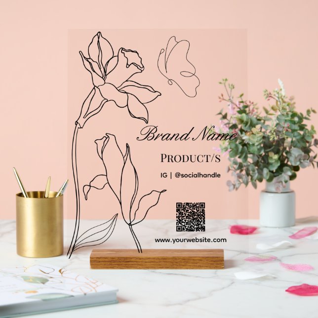 Señal Acrílica Moderno y elegante negocio Minimalista (Boda)