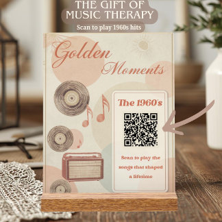Señal Acrílica Momentos Dorados Música Terapia 60s Regalo QR