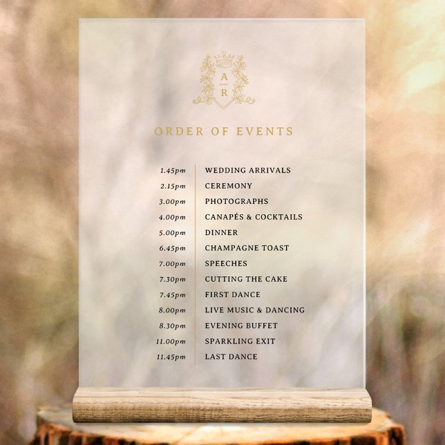 Señal Acrílica Monograma de la corona dorada blanca orden de acon (Subido por el creador)