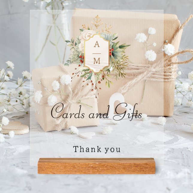 Señal Acrílica Monograma floral de Navidades simplemente elegante (Subido por el creador)