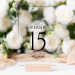 Señal Acrílica Monograma moderno negro y blanco Número de tabla B<br><div class="desc">Añada un toque moderno de sofisticación a su decoración boda con el moderno Rótulo acrílico del Monograma Blanco y Negro Boda. Con una tipografía elegante y un monograma minimalista, este letrero añade elegancia y guía a los huéspedes a sus mesas con facilidad. El diseño acrílico transparente complementa cualquier estilo boda,...</div>