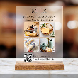 Señal Acrílica Monograma o Añadir logotipo comercial Código QR 4 