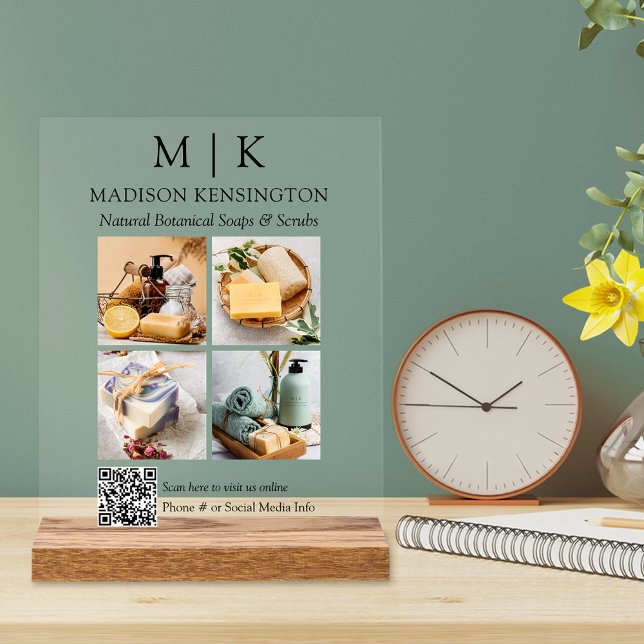 Señal Acrílica Monograma o Añadir logotipo Fotos comerciales Códi (Customize to change text size or text style.)