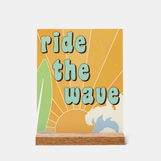 Señal Acrílica Montar la Ola Inspiracional Tema de Surf Positivid
