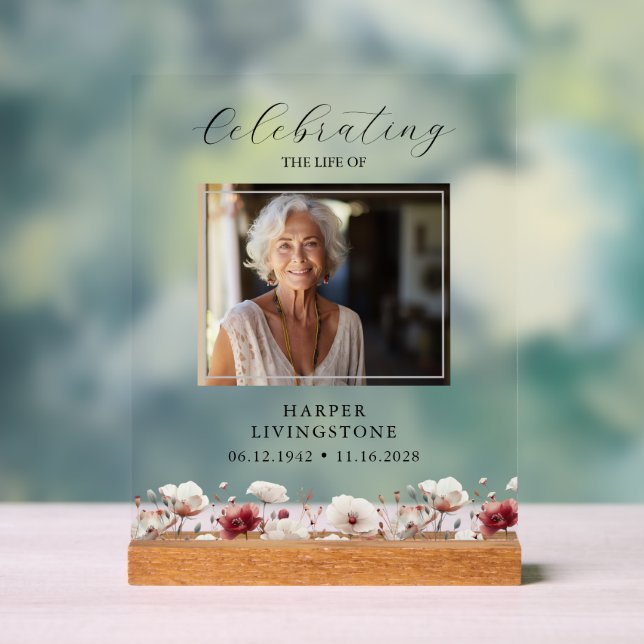 Señal Acrílica Monumento a la amapola rosa y blanca 8x10 (Neutral )