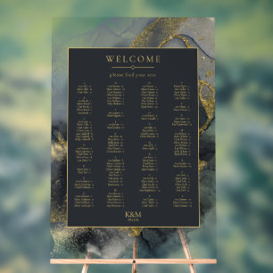 Señal Acrílica Moody Ink Charcoal Gold Seating Chart ID988