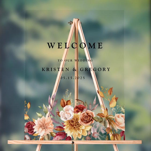 Señal Acrílica Moody Otoño Elegante Boda (Neutral )