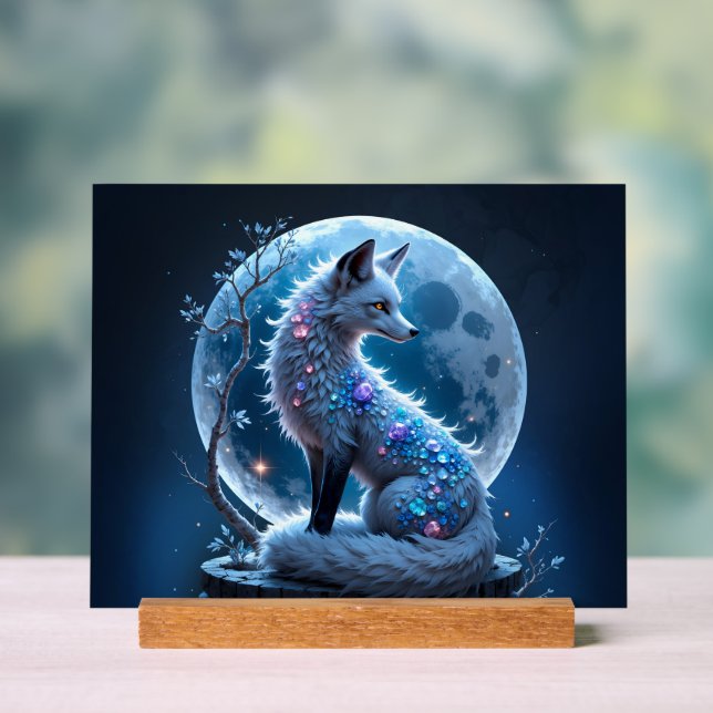Señal Acrílica Moonlit Crystal Fox – Guardian of Silent Dreams.  (Neutral )