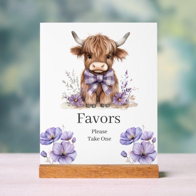 Señal Acrílica Morple Highland Cow Cumpleaños favorece al Rótulo (Neutral )